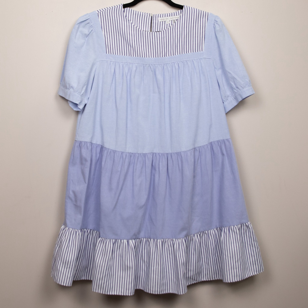 English Factory Quinn blue tiered shift dress-M